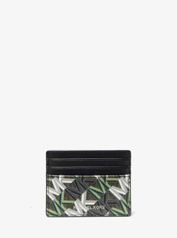 Panske Penazenky Michael Kors Hudson Graphic Logo Card Case Olivovo Zelená - Doplnky Michael Kors Sleva | VRZAH-3865